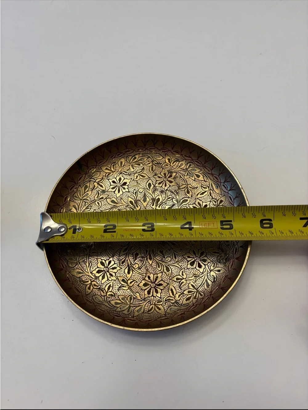 Brass Decorative Bowl with Floral Etching - Gol